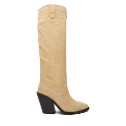 Kowbojki Badura. Brązowe kozaki damskie Badura, bez obcasa, na słupku. Za 629.99 zł.