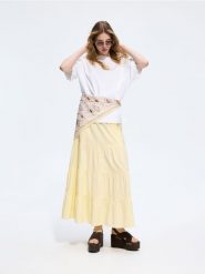 Spódnica maxi z wiskozą - jasnożółty. Żółte spódnice damskie Reserved, l, bez wzorów, z bawełny, maxi, rozkloszowane. Za 99.99 zł.