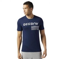 Koszulka sportowa męska Reebok Wor Sup 2.0. Niebieskie koszulki sportowe męskie Reebok, l, bez wzorów, z materiału, bez kołnierzyka, bez ramiączek, do biegania. Za 157.00 zł.