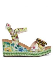 Laura Vita Sandały Facyo 75 Zielony. Zielone sandały damskie Laura Vita, bez wzorów, ze skóry, bez obcasa, na koturnie, bez zapięcia. Za 439.99 zł.