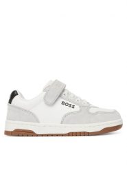 BOSS Sneakersy J52806 M Biały. Białe buty sportowe chłopięce Boss, bez wzorów, ze skóry, bez zapięcia. Za 559.99 zł.