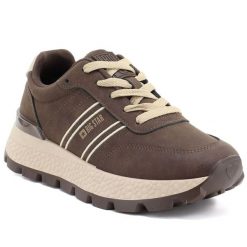 Półbuty sportowe damskie sneakersy na platformie brązowe Big Star UU274040. Brązowe półbuty damskie Big Star, bez wzorów, ze skóry ekologicznej, retro, bez obcasa, na platformie, bez zapięcia. Za 179.99 zł.