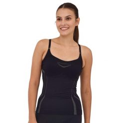 Bezrękawnik damski z topem Brubeck FITNESS. Czarne koszulki sportowe damskie Brubeck, bez wzorów, z elastanu, bez kołnierzyka, bez ramiączek, do biegania. W wyprzedaży za 59.49 zł.