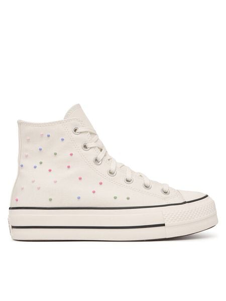 Converse Trampki Chuck Taylor All Star Lift Platform Mini Studs A19140C Écru. Białe trampki i tenisówki damskie Converse, bez wzorów, retro, bez zapięcia. Za 449.99 zł.