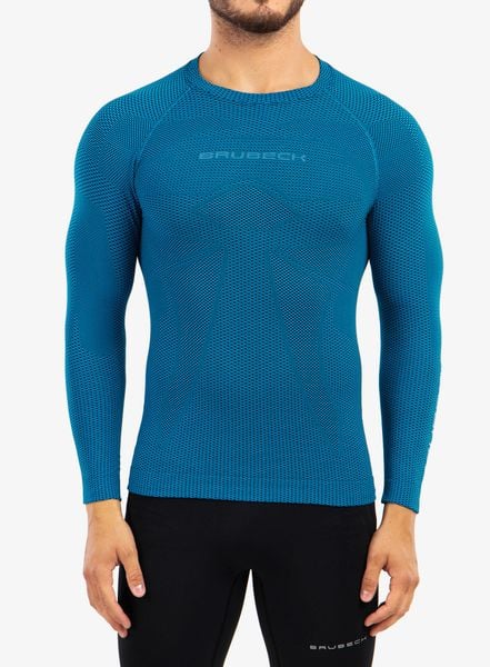 Bluza termoaktywna męska Brubeck 3D Run PRO LS Shirt. Zielone bluzy męskie Brubeck, l, bez wzorów, z materiału, bez kaptura, do biegania. Za 181.49 zł.