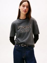 Tommy Jeans Koszulka Kobiety Bawełna szary, S. Szare t-shirty damskie Tommy Jeans, s, bez wzorów, z bawełny, bez kołnierzyka. Za 119.95 zł.