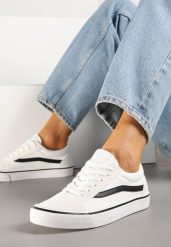 Biało-Czarne Tenisówki z Boczną Naszywką Simeris. Białe trampki i tenisówki damskie Renee, z aplikacjami, klasyczne, bez zapięcia. Za 69.99 zł.