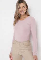 Ciemnoróżowa Dopasowana Bluzka z Elastycznej Bawełny Loreen. Czerwone bluzki damskie Born2be, l, bez wzorów, z bawełny, eleganckie, bez kołnierzyka, bez ramiączek. Za 29.99 zł.