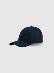 4F Czapka z daszkiem strapback męska - granatowa S/M (58cm). Niebieskie czapki i kapelusze męskie 4f, bez wzorów, z bawełny. Za 59.99 zł.