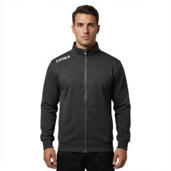 Męska Bluza Treningowa z Kapturem Szary Melanż. Szare bluzy męskie Legea, m, bez wzorów, z bawełny, bez kaptura, do biegania. Za 96.00 zł.