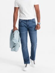 Spodnie męskie jeansowe STRAIGHT LEG - niebieskie V3. Niebieskie spodnie materiałowe męskie Ombre Clothing, m, bez wzorów, z bawełny, klasyczne. W wyprzedaży za 69.99 zł.