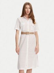 Selmark Sukienka koszulowa BC133 Biały Regular Fit. Białe sukienki damskie Selmark, xl, bez wzorów, z bawełny, bez kołnierzyka, bez ramiączek, koszulowe. Za 209.99 zł.