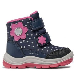 Śniegowce Geox. Niebieskie śniegowce dziewczęce Geox, bez zapięcia. Za 419.99 zł.