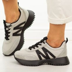 Szare skórzane sneakersy damskie Vinceza 41521. Szare obuwie sportowe damskie VINCEZA, bez wzorów, z dresówki. Za 259.00 zł.