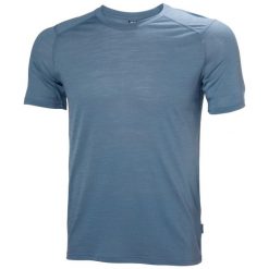 Koszulka Helly Hansen Durawool. Niebieskie koszulki sportowe męskie Helly Hansen, na lato, bez wzorów, bez kołnierzyka, bez ramiączek, trekkingowe. Za 390.50 zł.