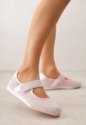 Różowe Tenisówki Typu Sneakeriny Ozdobione Napisem Emirinne. Czerwone baleriny damskie Renee, bez wzorów, sportowe, bez zapięcia. Za 84.99 zł.