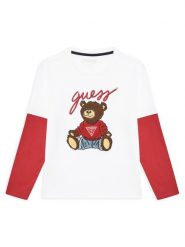 Guess Bluzka L4BI13 I3Z14 Biały Regular Fit. Białe t-shirty dla chłopców Guess, z aplikacjami, z bawełny, bez ramiączek. Za 99.99 zł.