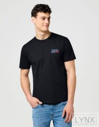 MESKA KOSZULKA WRANGLER SMALL AMERICANA TEE BLACK 112371411. Czarne t-shirty męskie Wrangler, xxl, bez wzorów, bez kołnierzyka. Za 79.99 zł.