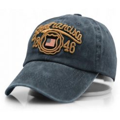 Czapka z Daszkiem (Bejsbolówka) - Pako Jeans - Styl Retro, Granat. Niebieskie czapki i kapelusze męskie Pako Jeans, bez wzorów, z bawełny, retro. Za 55.00 zł.