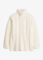 Bluza rozpinana z kożuszkiem. Białe bluzy damskie bonprix, bez wzorów, bez kaptura. Za 64.99 zł.