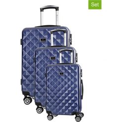 Zestaw walizek w kolorze granatowym - 3 szt. Walizki męskie Platinium, z materiału. W wyprzedaży za 649.95 zł.
