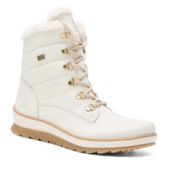 Trzewiki Remonte. Białe botki damskie Remonte, bez obcasa, na płaskiej podeszwie, bez zapięcia. Za 335.99 zł.