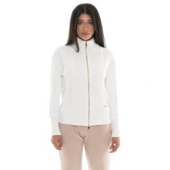 Bluza zimowa Leone 1947 Warm Touch Damen,Reißverschluss und Strickeinsätzen. Białe bluzy damskie LEONE 1947 APPAREL, na zimę, bez wzorów, z elastanu, bez kaptura. W wyprzedaży za 206.29 zł.