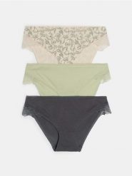 Bawełniane figi z koronką 3 pack - wielobarwny. Figi damskie Sinsay, l, bez wzorów, z bawełny. Za 22.99 zł.