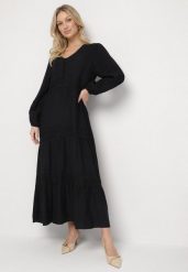 Czarna Sukienka z Wiskozy o Rozkloszowanym Kroju z Koronkowymi Wstawkami Gonessae. Czarne sukienki damskie Born2be, na co dzień, l, bez wzorów, z koronki, eleganckie, bez kołnierzyka, bez ramiączek, maxi, rozkloszowane. Za 139.99 zł.