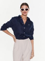 Polo Ralph Lauren Koszula 211920516007 Granatowy Relaxed Fit. Niebieskie bluzki damskie Polo Ralph Lauren, xs, bez wzorów, ze lnu, bez kołnierzyka, bez ramiączek. Za 769.99 zł.