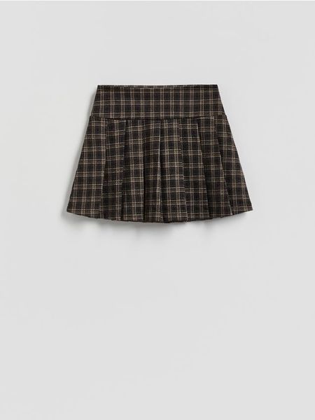 Spódnica mini z zakładkami - wielobarwny. Spódnice damskie Reserved, l, bez wzorów, z dzianiny, mini, rozkloszowane. W wyprzedaży za 49.99 zł.