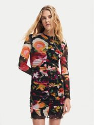 Desigual Sukienka codzienna Manila 24WWVK47 Czarny Slim Fit. Czarne sukienki damskie Desigual, na co dzień, m, bez wzorów, z syntetyku, bez kołnierzyka, bez ramiączek, proste. Za 239.99 zł.