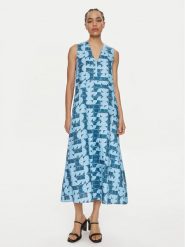 Max Mara Leisure Sukienka codzienna Urlo 2416221048 Niebieski Regular Fit. Niebieskie sukienki damskie Max Mara Leisure, na co dzień, bez wzorów, ze lnu, bez kołnierzyka, bez ramiączek, proste. Za 579.99 zł.