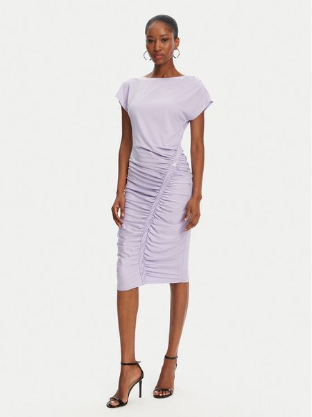 Patrizia Pepe Sukienka codzienna 2A2871/J294-M531 Fioletowy Regular Fit. Fioletowe sukienki damskie Patrizia Pepe, na co dzień, m, bez wzorów, z syntetyku, bez kołnierzyka, bez ramiączek, proste. Za 509.00 zł.