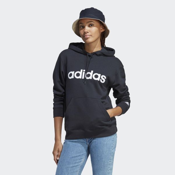 Bluza z kapturem Essentials Linear. Białe bluzy damskie Adidas, s, bez wzorów, z bawełny, z kapturem. Za 149.09 zł.