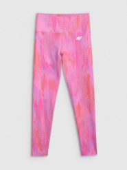 4F Legginsy treningowe szybkoschnące damskie - różowe XL. Czerwone legginsy damskie 4f, xl, bez wzorów, z materiału. Za 149.99 zł.