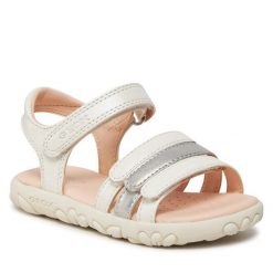 Sandały Geox. Białe sandały dziewczęce Geox, bez zapięcia. Za 149.99 zł.
