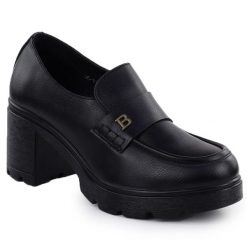 Półbuty mokasyny damskie na klocku czarne Potocki SZ12700. Czarne mokasyny damskie POTOCKI, ze skóry, eleganckie. Za 137.99 zł.