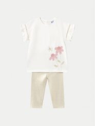 Mayoral Komplet t-shirt i legginsy 1734 Beżowy Regular Fit. Brązowe legginsy dla dziewczynek Mayoral, bez wzorów, z bawełny. Za 85.99 zł.