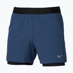 Spodenki do biegania męskie Mizuno Core 5.5 Inches 2in1. Niebieskie krótkie spodenki sportowe męskie Mizuno, m, bez wzorów, do biegania. Za 179.99 zł.
