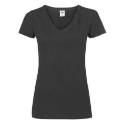 Koszulka Z Dekoltem W Szpic Dla Kobiet. Czarne koszulki sportowe damskie Fruit of the Loom, m, bez wzorów, bez kołnierzyka, bez ramiączek, trekkingowe. Za 33.99 zł.