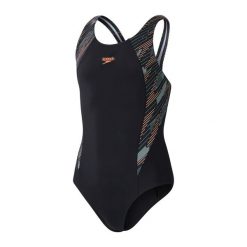 Dziewczęcy jednoczęściowy kostium kąpielowy Speedo Eco H-Boom Splice Muscleback. Czarne stroje kąpielowe dla dziewczynek Speedo, bez wzorów, z materiału. Za 189.00 zł.
