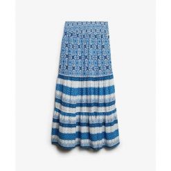 Długa spódnica w nadrukowane wzory dla kobiet Superdry. Niebieskie spódnice damskie Superdry., na lato, m, bez wzorów, z koronki, eleganckie, maxi, proste. Za 302.00 zł.