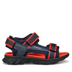Sandały Geox. Niebieskie sandały chłopięce Geox, bez zapięcia. Za 139.99 zł.