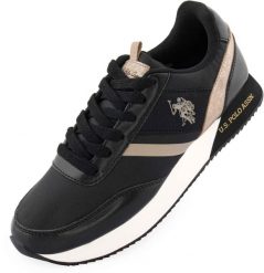 Eleganckie trampki U.S. Polo Assn. dla kobiet w kolorze czarnym, rozmiar 39. Czarne trampki i tenisówki damskie U.S. Polo Assn., bez wzorów, ze skóry ekologicznej, eleganckie, bez zapięcia. Za 400.50 zł.