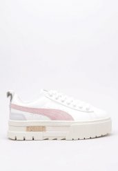 Buty do chodzenia damskie Puma Mayze Thrifted. Białe obuwie sportowe damskie Puma, bez wzorów, z materiału, trekkingowe. Za 450.85 zł.