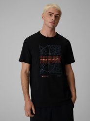 4F T-shirt regular z nadrukiem męski - czarny 3XL. Czarne t-shirty męskie 4f, m, bez wzorów, z bawełny, biznesowe, bez kołnierzyka. Za 69.99 zł.