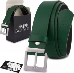 Beltimore Skórzany pasek damski do spodni sukienki zielony skóra nat 3 cm Beltimore D69. Zielone sukienki damskie Beltimore, bez wzorów, ze skóry, bez kołnierzyka, bez ramiączek. Za 60.49 zł.