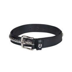 Pasek clincher skórzany damski Equestro. Czarne paski damskie EQUESTRO, bez wzorów, z materiału. Za 135.50 zł.