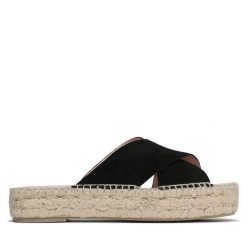 Klapki Manebi. Czarne espadryle damskie Manebi, bez wzorów, bez obcasa, bez zapięcia. Za 274.99 zł.